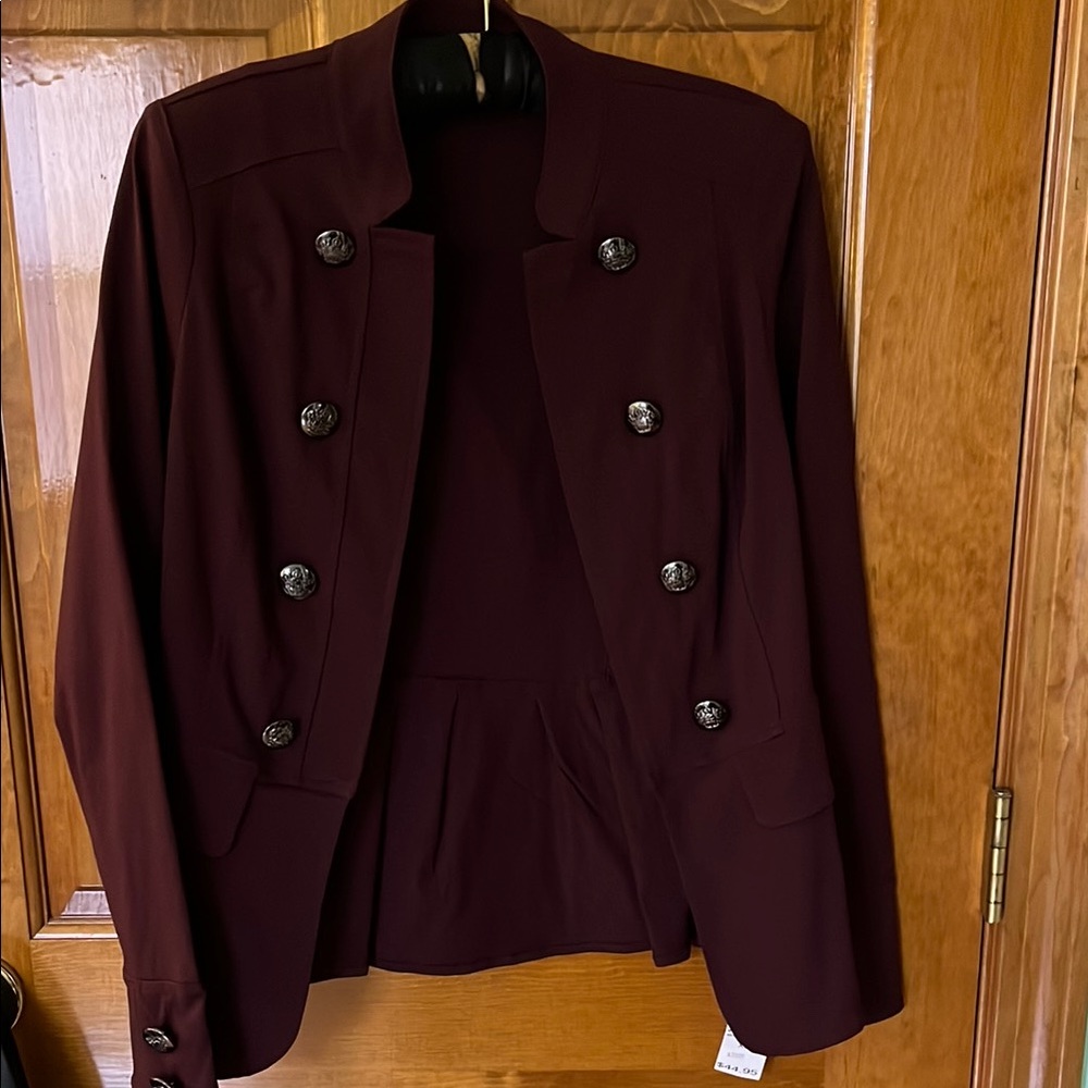 Chic Burgundy Double-Breasted Blazer